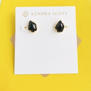 Kendra Scott Tessa Gold Black Opaque Glass Stud Earrings fashion